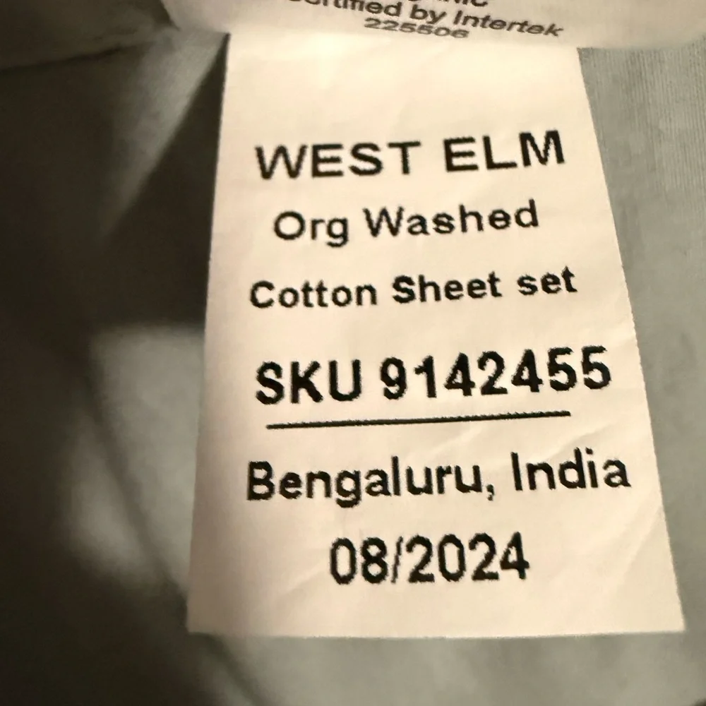 NEW West Elm Organic Soft Cotton Percale Flat Sheet, King. Color: Arctic Blue.